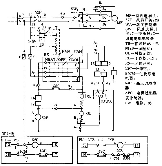 空调外主机线怎么接线图